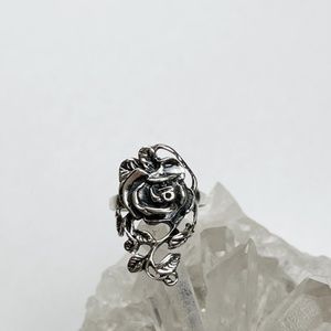 Sterling Silver Carved Rose Ring